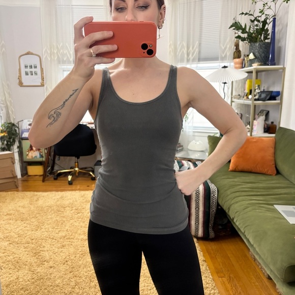 James Perse Longline Ribbed Sleeveless Gray Ribbed Tank Top - Sz 1 - Picture 5 of 12